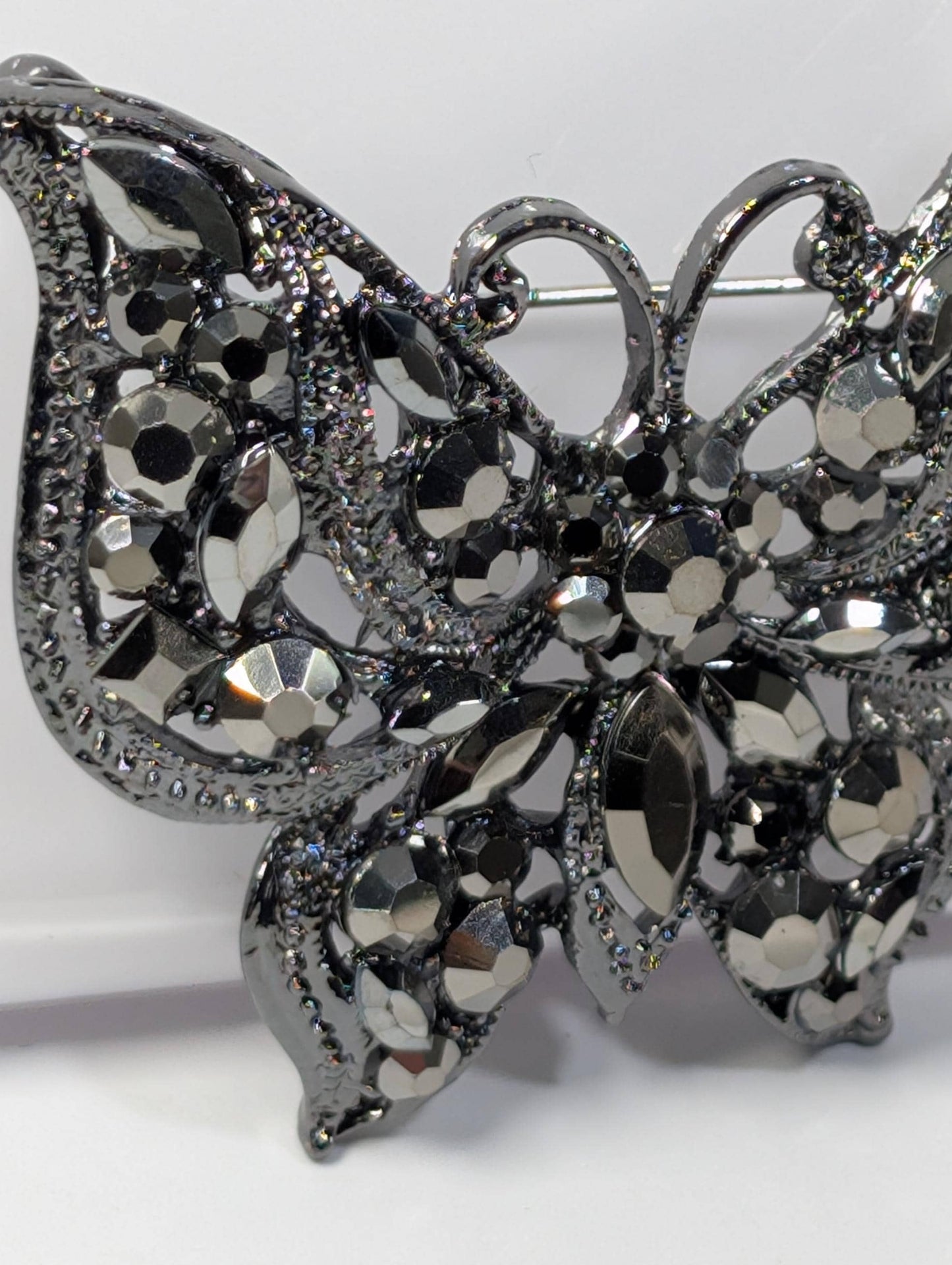 Gunmetal Butterfly Brooch