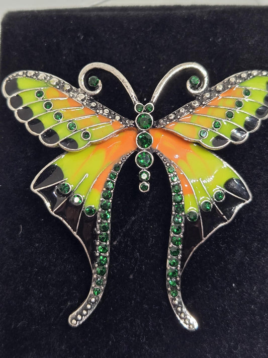 Silver Plated Neon Color Enamel  Brooch