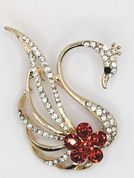 Golden Plate Swan  Brooch