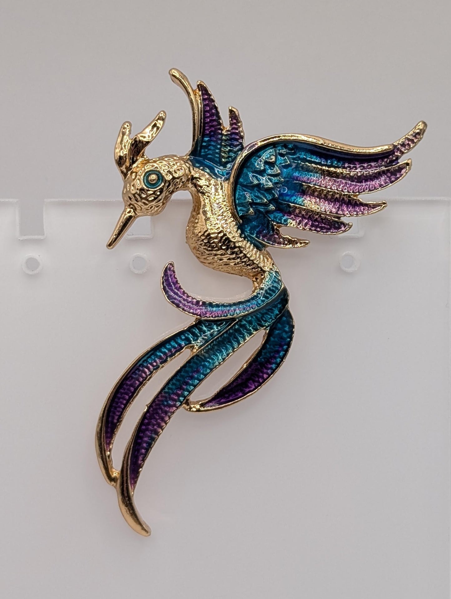 Golden Plate Enamel Phoenix  Brooch