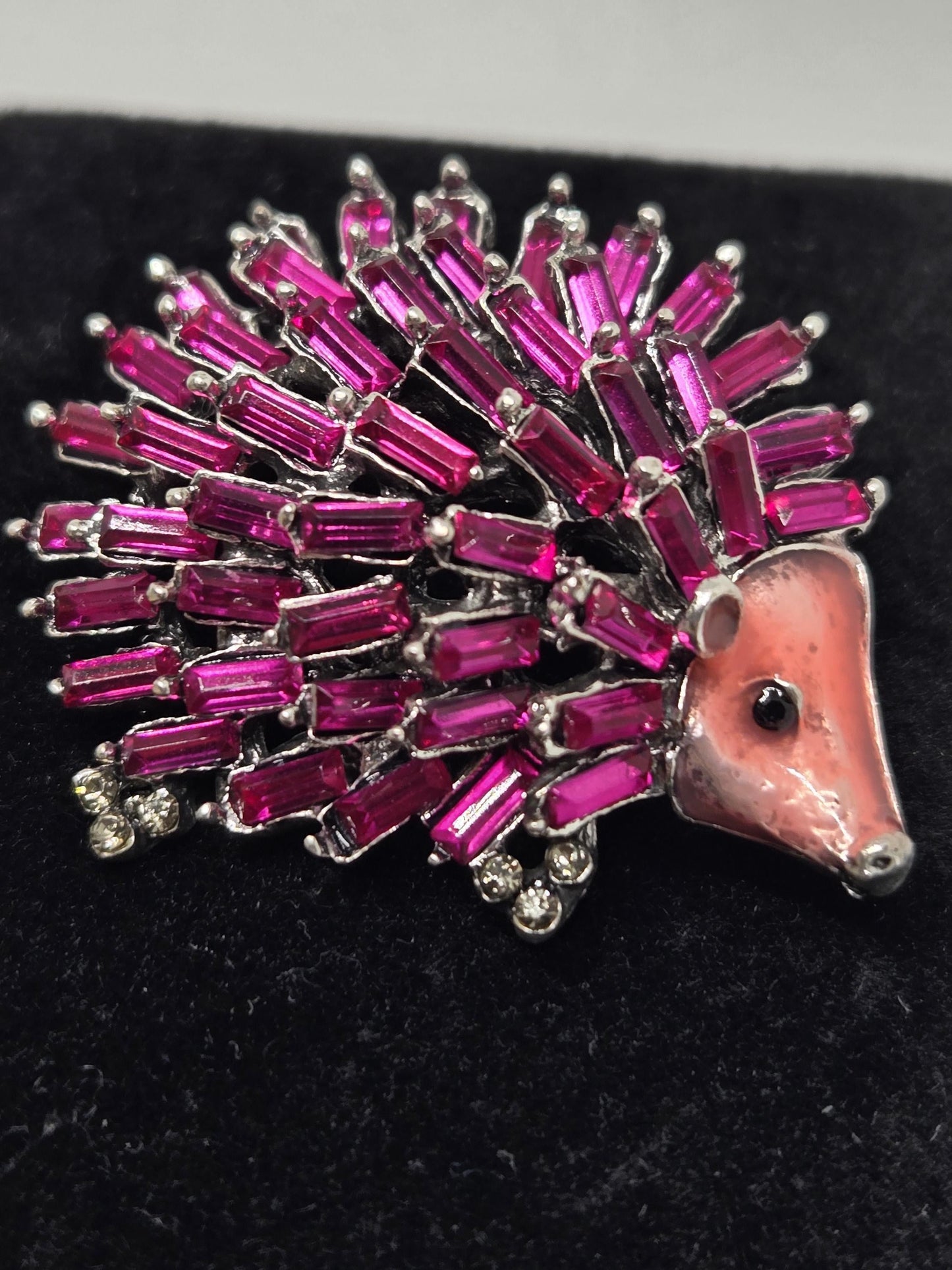 Golden Plate Fuschia porcupine Brooch