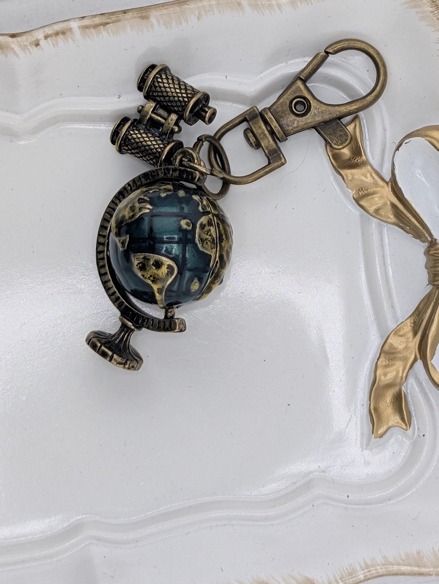 Globe Vintage Style Steampunk Pendant Bag Charm DIY Jewelry Keychain
