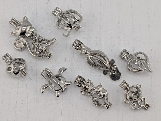 Set of 8 Gemstone Bead Holder Pendant or Bag Charm