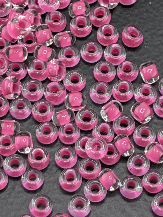 Transparent Terra Intensive Magenta Lined Clear | Preciosa Ornela Seed Beads | Size 8/0 | 15g Pkg ~630 pcs