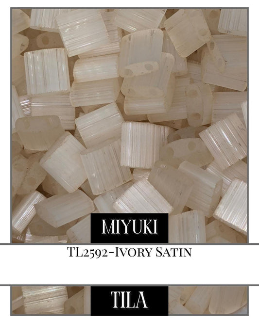 TL2592-Miyuki Tila Beads:Ivory Satin (7.5g pkg)