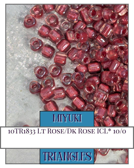 10TR1833-Miyuki Triangle Beads:Lt Rose/Dk Rose ICL* (10g pkg)