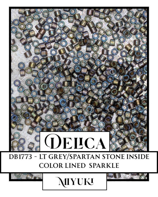 DB1773-Miyuki Delica 11/0:Lt Grey/Spartan Stone ICL*/R (7 gram pkg ~1400 Pcs)