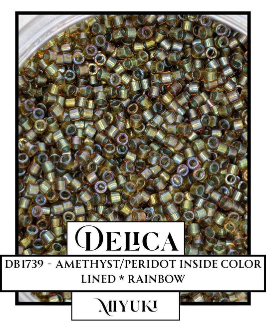 DB1739-Miyuki Delica 11/0:Amethyst/Peridot ICL*/R (7 gram pkg ~1400 Pcs)