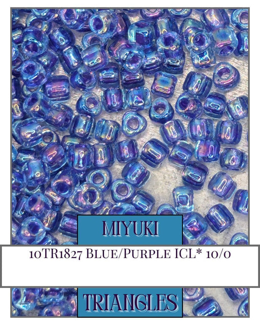 10TR1827-Miyuki Triangle Beads:Blue/Purple ICL* (10g pkg)