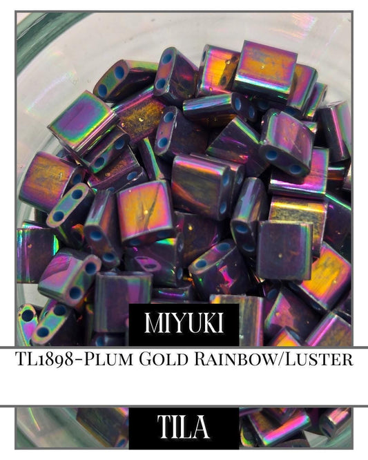 TL1898-Miyuki Tila Beads:Plum Gold R/L (7.5g pkg)