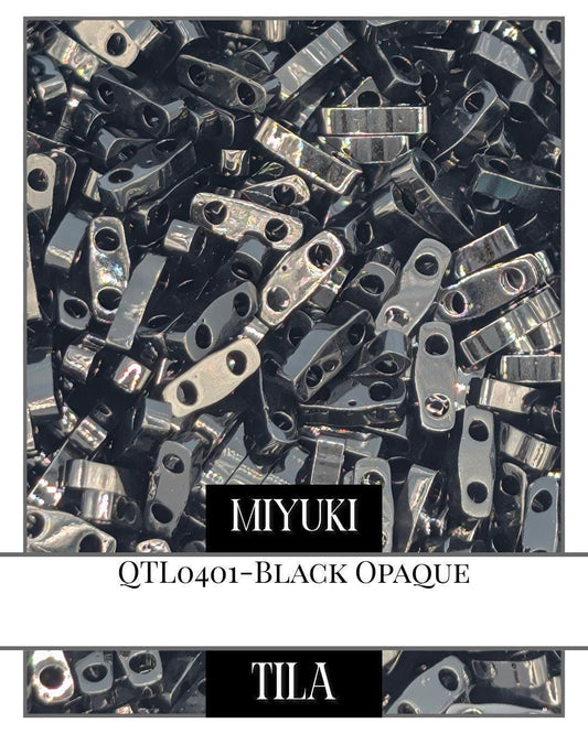 QTL0401-Miyuki Quarter Tila Beads:Black O (7.5g pkg)