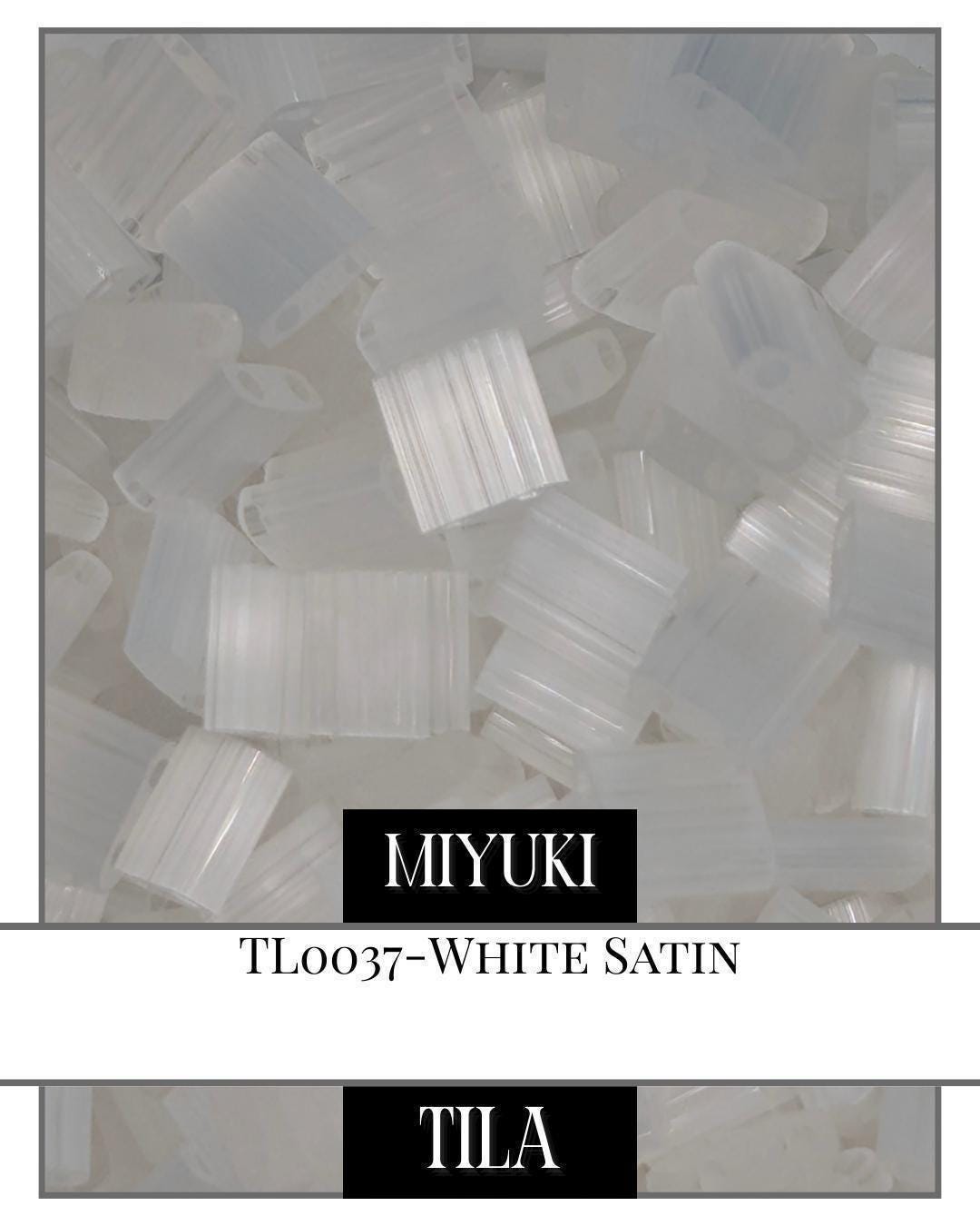 TL0037-Miyuki Tila Beads:White Satin (7.5g pkg)