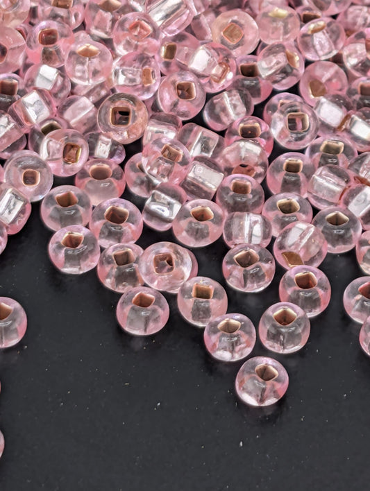 Transparent Silver Lined Light Rose Size 6/0 15g pkg