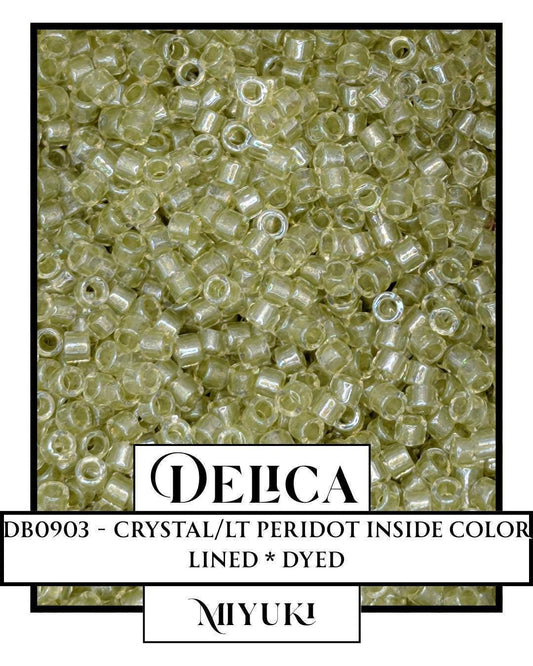 DB0903-Miyuki Delica 11/0:Crystal/Lt Peridot ICL* (D) (7 gram pkg ~1400 Pcs)