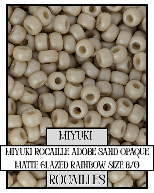 Miyuki Rocaille Beads: Adobe Sand Opaque Matte Glazed Rainbow, Size 8/0