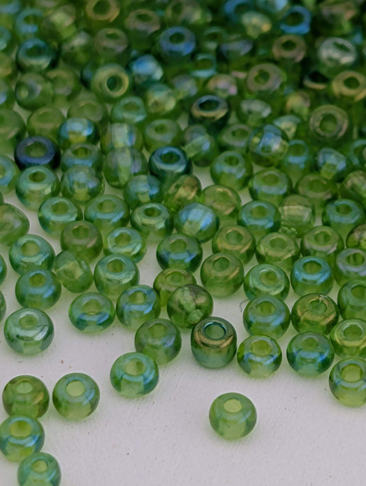 Light Green Glass Seed Beads Transparent Ab Coated  | Preciosa Ornela Seed Beads | Size 10/0 | 15g Pkg  ~1425 pcs