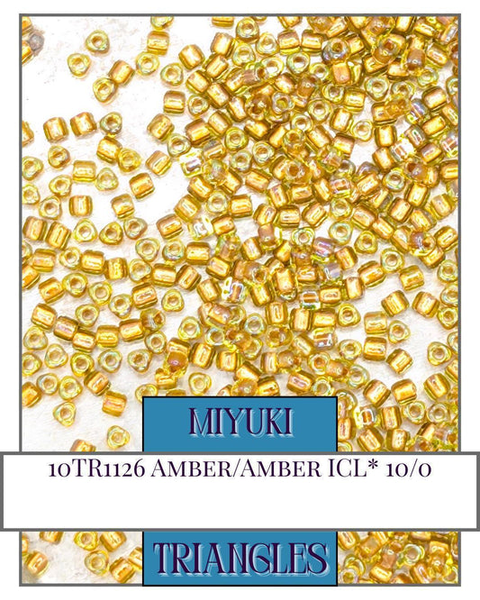 10TR1126-Miyuki Triangle Beads:Amber/Amber ICL* (10g pkg)