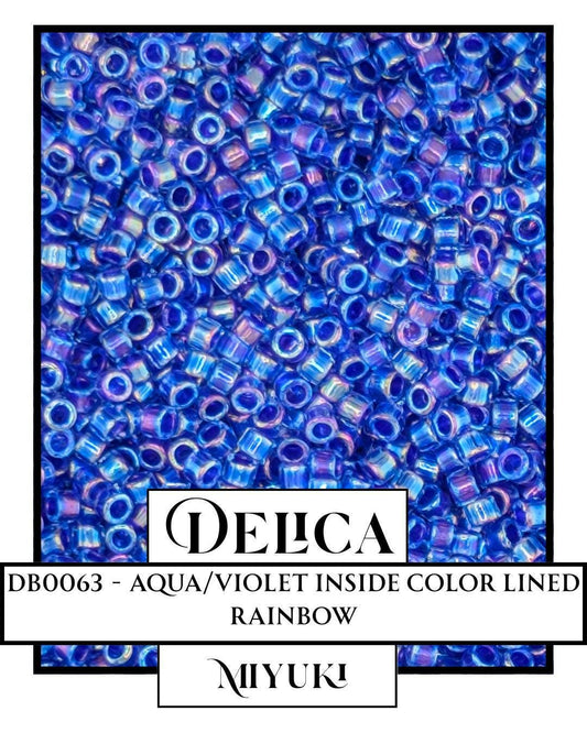 Miyuki Delica Seed Beads 11/0: Cobalt Lined Sapphire AB, 7.5g