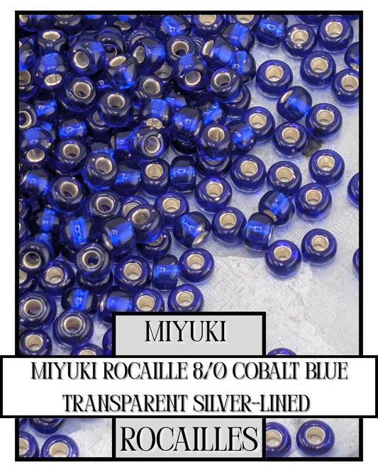 8-0020 Miyuki Rocaille 8/0 | Cobalt Blue Translucent Silver-Lined 20g