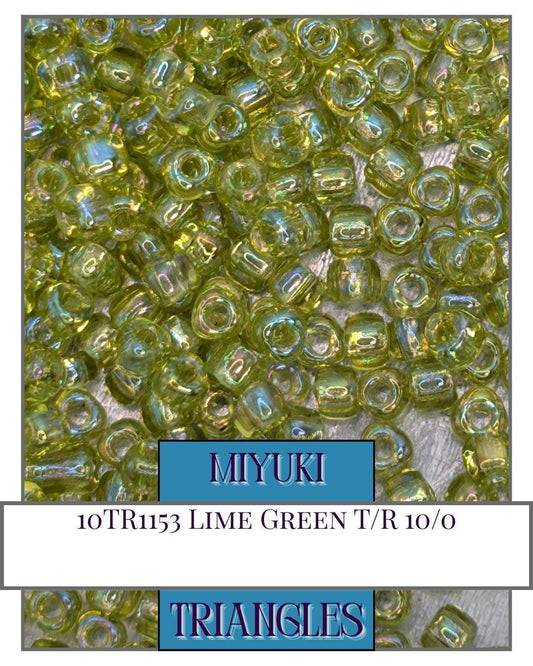 10TR1153-Miyuki Triangle Beads:Lime Green T/R (10g pkg)