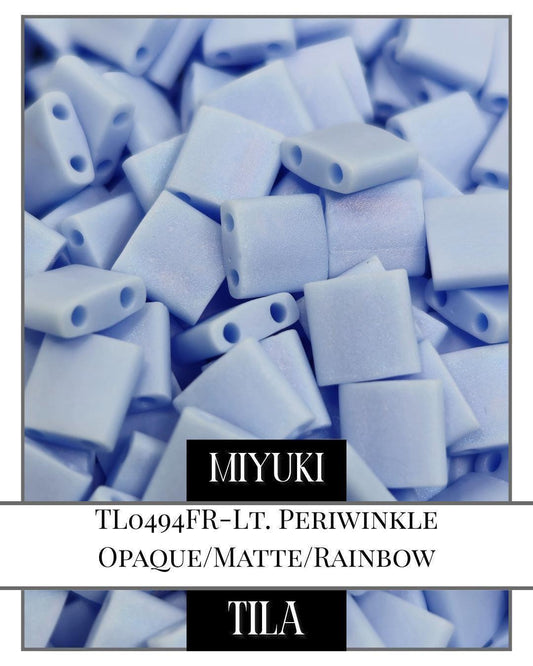 TL0494FR-Miyuki Tila Beads:Lt. Periwinkle O/MA/R (7.5g pkg)