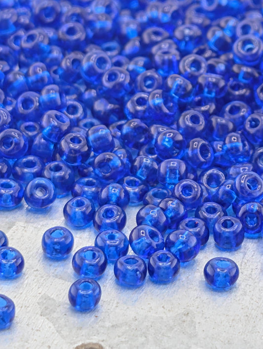 Transparent Medium Blue | Preciosa Ornela Seed Beads | Size 8/0 | 15g Pkg ~630 pcs