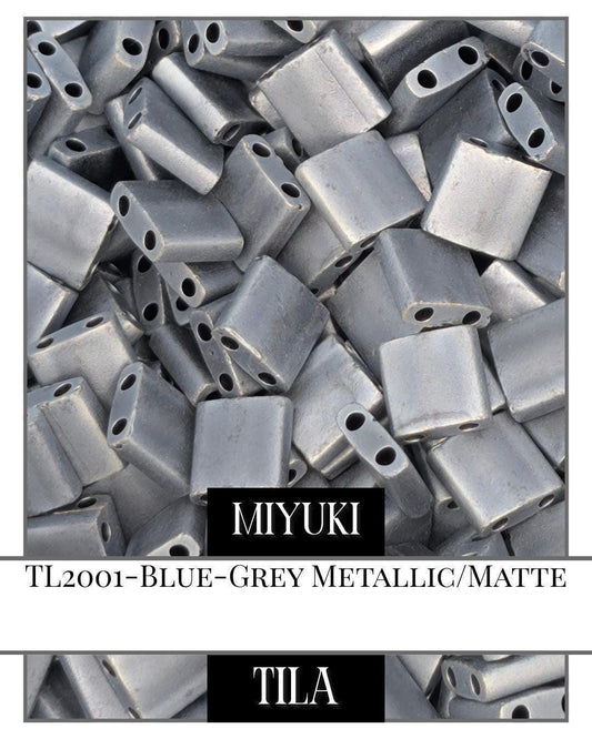 TL2001-Miyuki Tila Beads:Blue-Grey M/MA (7.5g pkg)