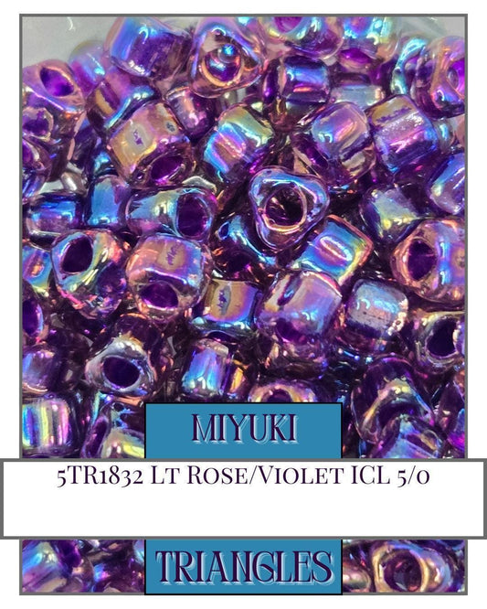 5TR1832-Miyuki Triangle Beads:Lt Rose/Violet ICL (10g pkg)