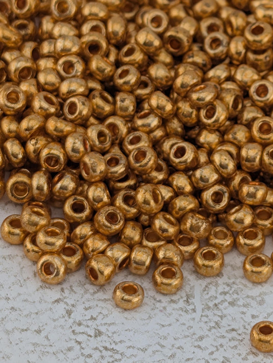 Opaque Metallic Gold | Preciosa Ornela Seed Beads | Size 8/0 | 15g Pkg ~630 pcs