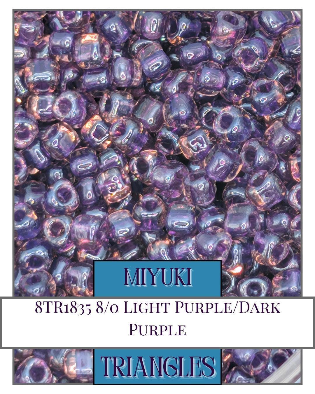 8TR1835-Miyuki Triangle Beads:Lt Purple/Dk Purple ICL (10g pkg)