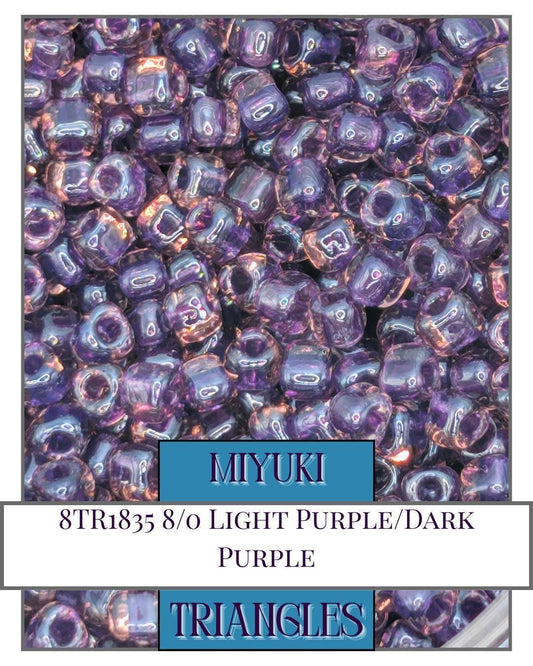 8TR1835-Miyuki Triangle Beads:Lt Purple/Dk Purple ICL (10g pkg)