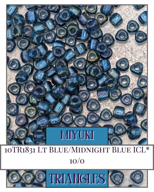 10TR1831-Miyuki Triangle Beads:Lt Blue/Midnight Blue ICL* (10g pkg)