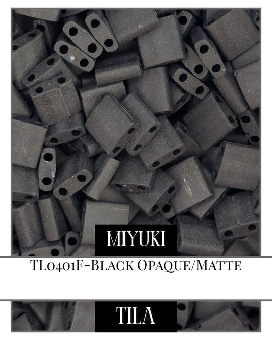 TL0401F-Miyuki Tila Beads:Black O/MA (7.5g pkg)