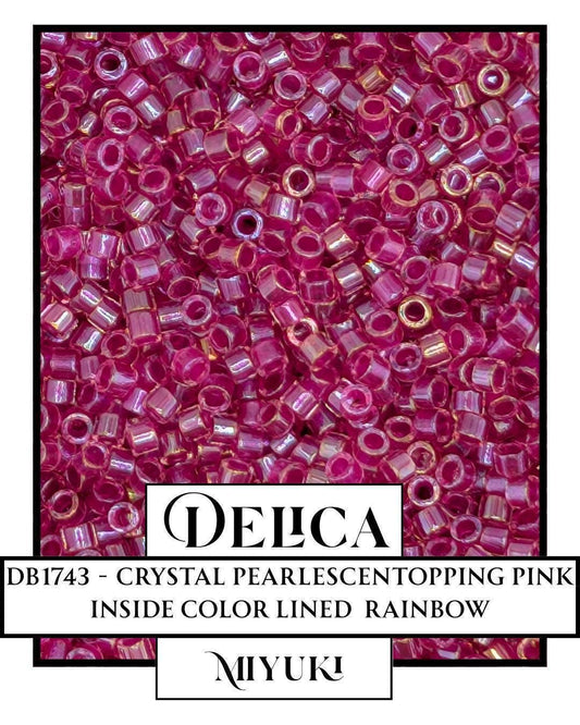 DB1743-Miyuki Delica 11/0:Crystal/Popping Pink ICL/R (7 gram pkg ~1400 Pcs)
