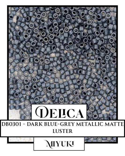 DB0301-Miyuki Delica 11/0:Dark Blue-Grey M/MA/L (7 gram pkg ~1400 Pcs)
