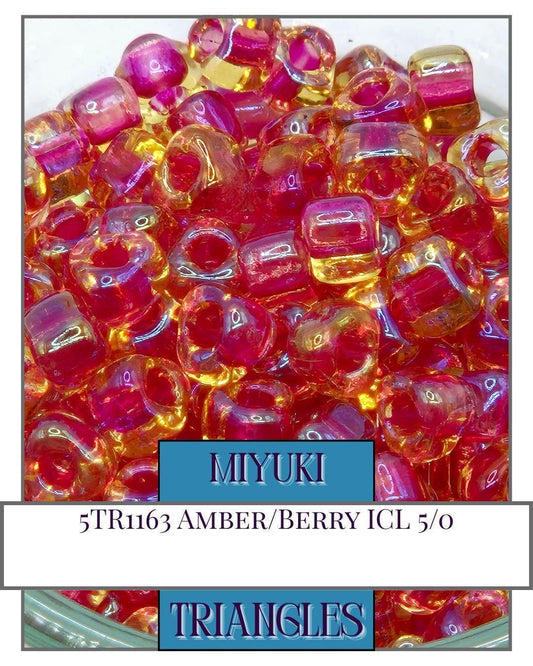5TR1163-Miyuki Triangle Beads:Amber/Berry ICL (10g pkg)