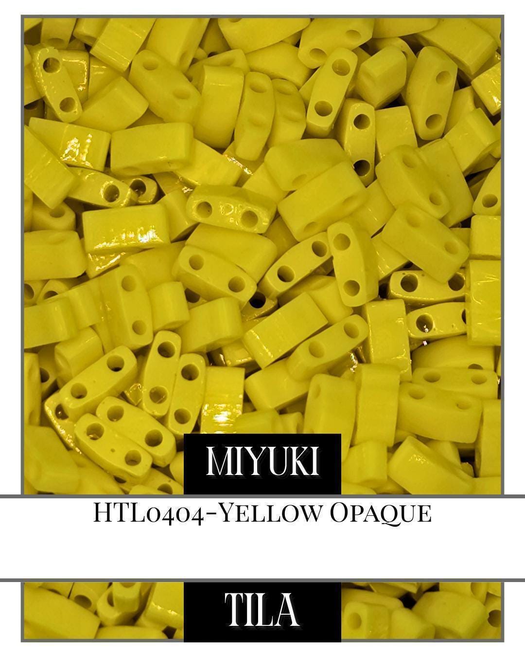 HTL0404-Miyuki Half Tila Beads:Yellow O (7.5g pkg)