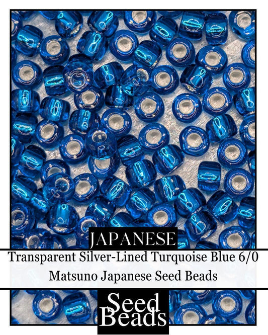 5713SB Transparent Silver-Lined Turquoise Blue 6/0 (15g Pkg)