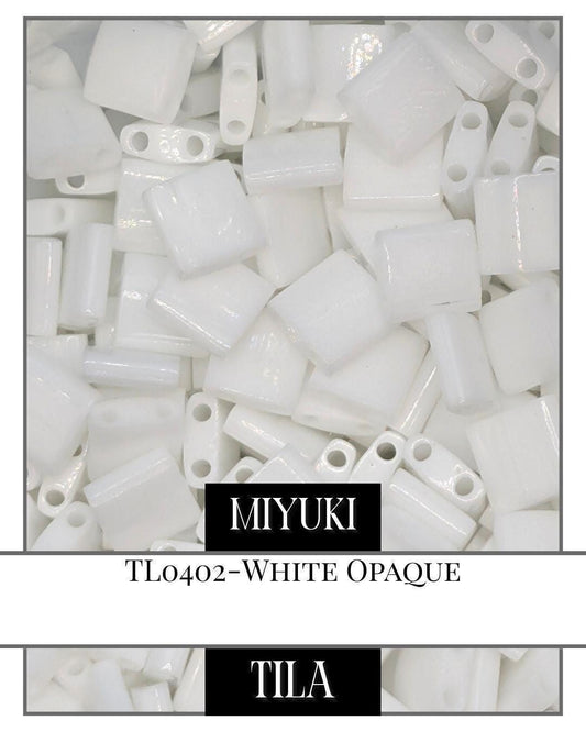 TL0402-Miyuki Tila Beads:White O (7.5g pkg)