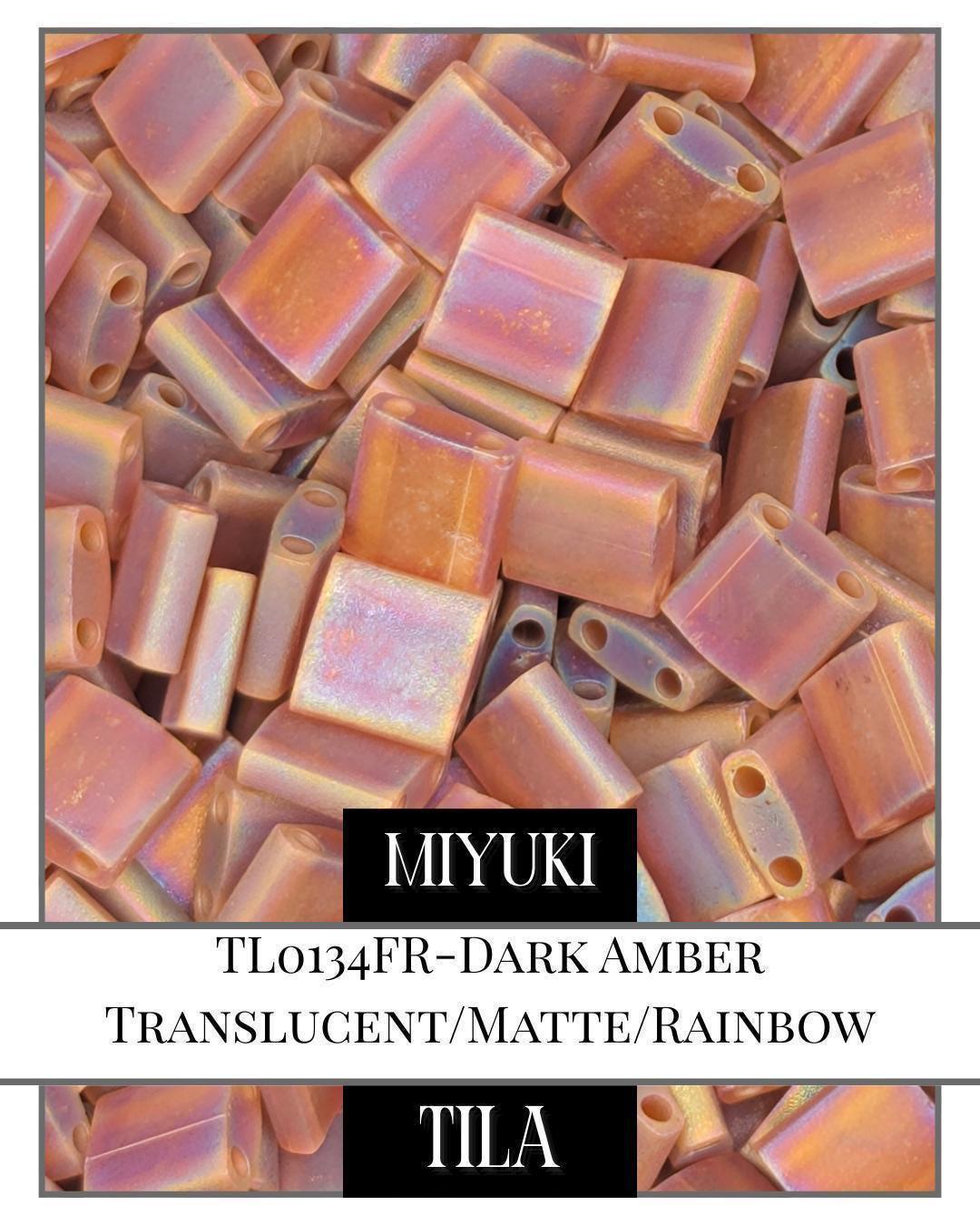 TL0134FR-Miyuki Tila Beads:Dark Amber T/MA/R (7.5g pkg)