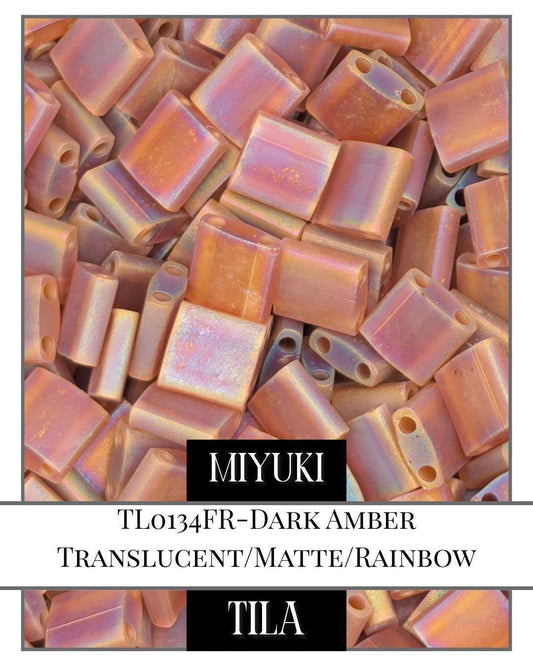TL0134FR-Miyuki Tila Beads:Dark Amber T/MA/R (7.5g pkg)
