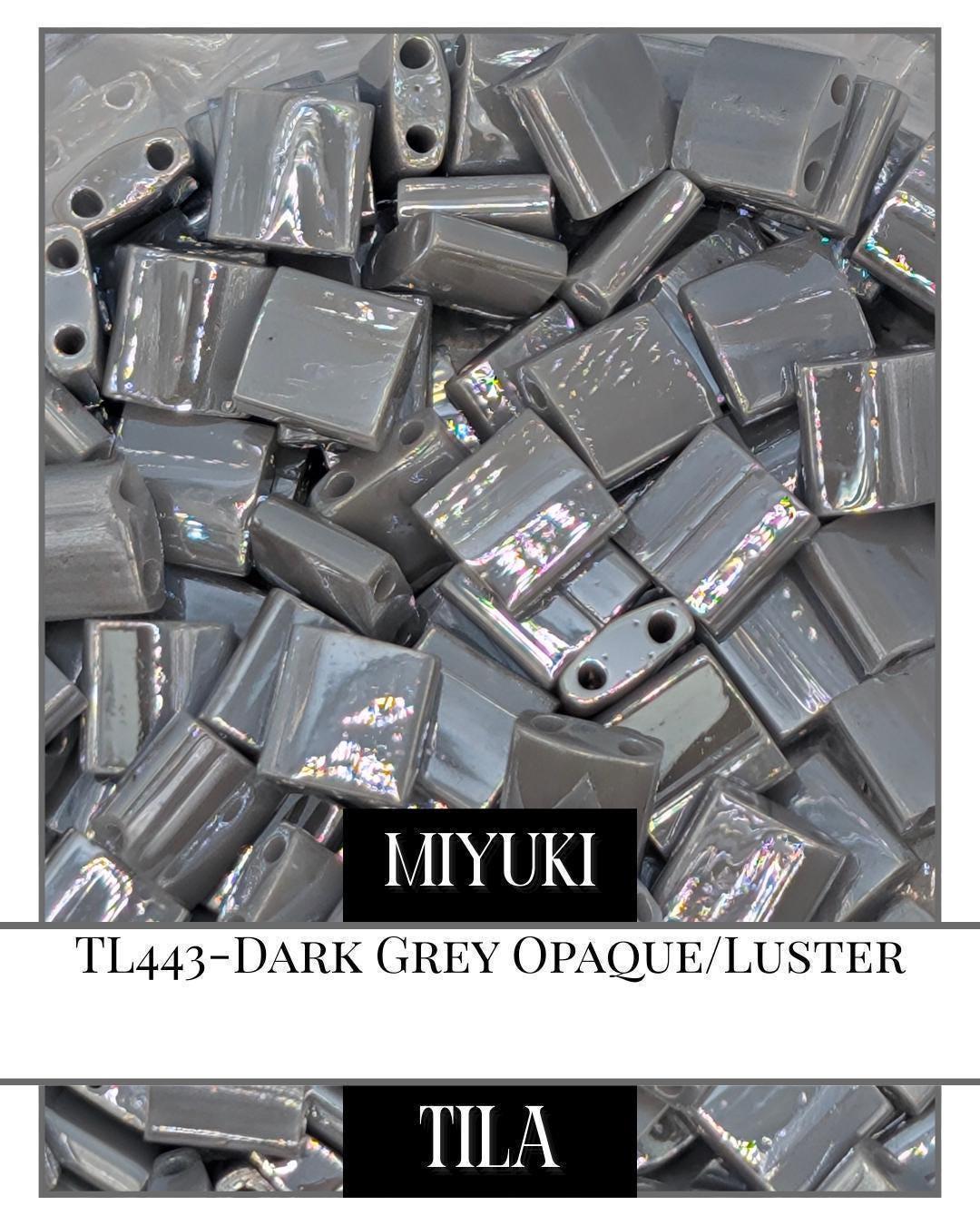 TL0443-Miyuki Tila Beads:Dark Grey O/L (7.5g pkg)