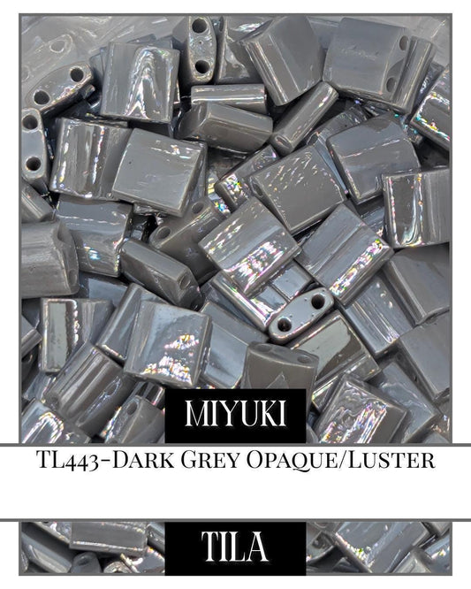 TL0443-Miyuki Tila Beads:Dark Grey O/L (7.5g pkg)