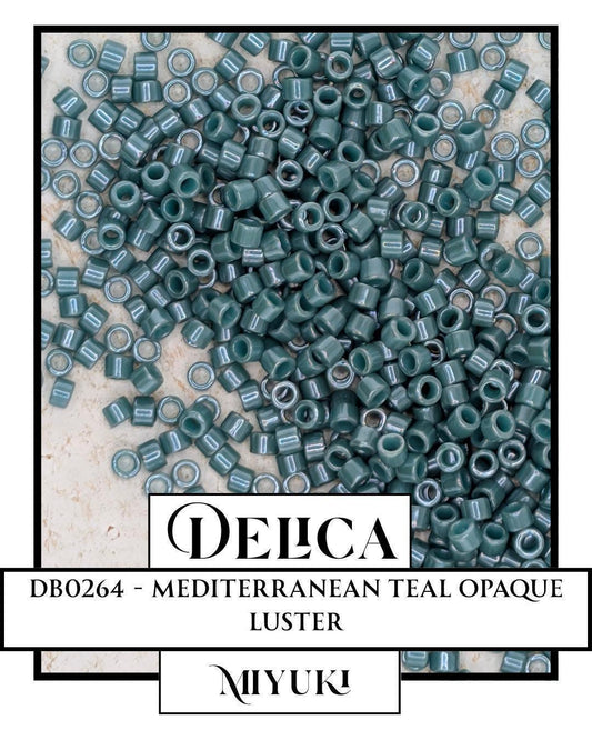 DB0264-Miyuki Delica 11/0:Mediterranean Teal O/L DB0264-1 (7 gram pkg ~1400 Pcs)