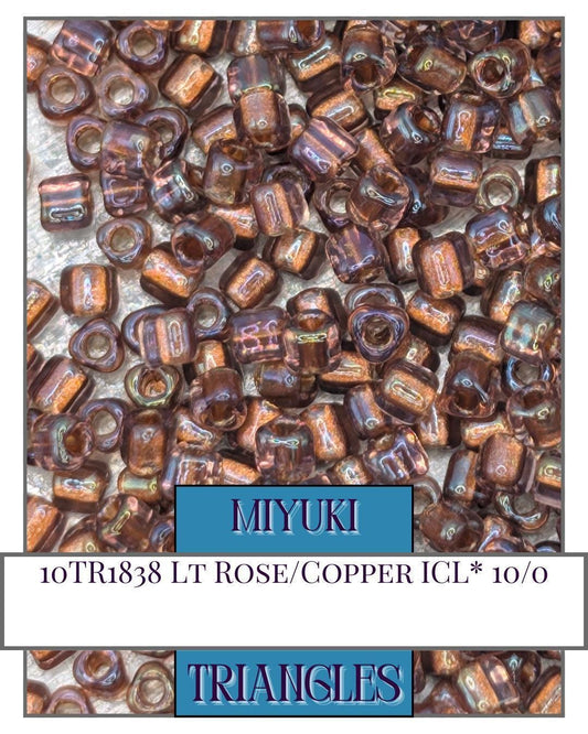 10TR1838-Miyuki Triangle Beads:Lt Rose/Copper ICL* (10g pkg)