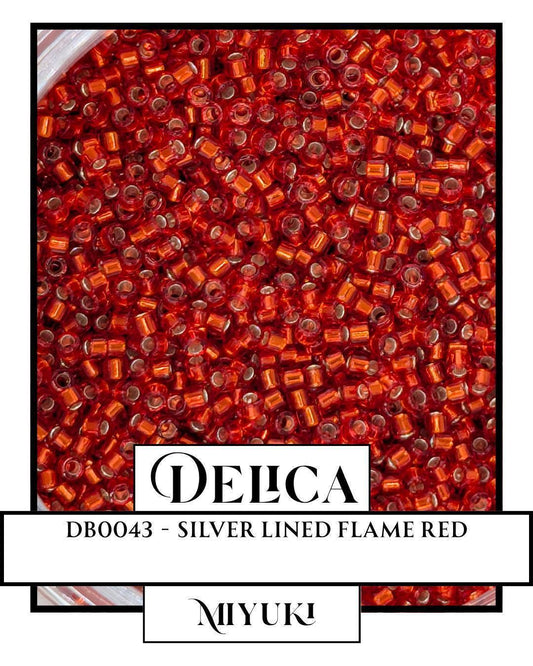 DB0043-Miyuki Delica 11/0:Silver Lined Flame Red  (7 gram pkg ~1400 Pcs)
