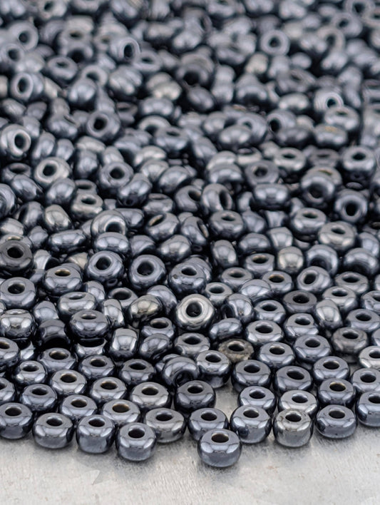 Opaque Black Luster | Preciosa Ornela Seed Beads | Size 8/0 | 15g Pkg ~630 pcs