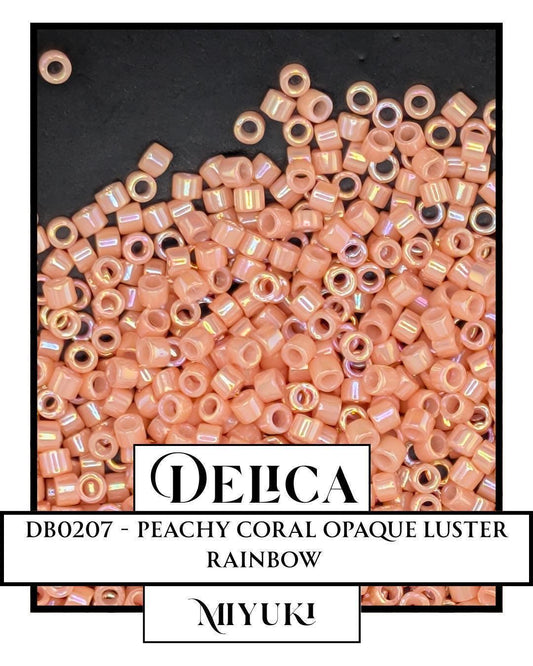 DB0207-Miyuki Delica 11/0:Peachy Coral O/L/R DB0207-1 (7 gram pkg ~1400 Pcs)