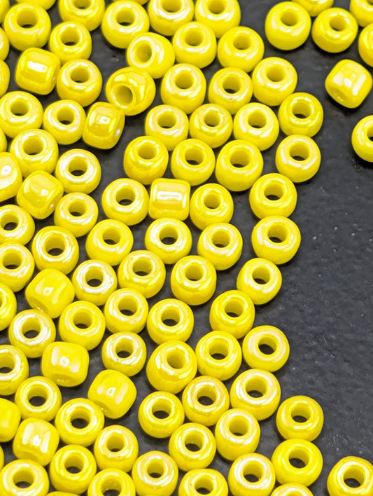 5014SB Rainbow Yellow Japanese Seed Beads: Frosted Boho Spacer Beads 8/0