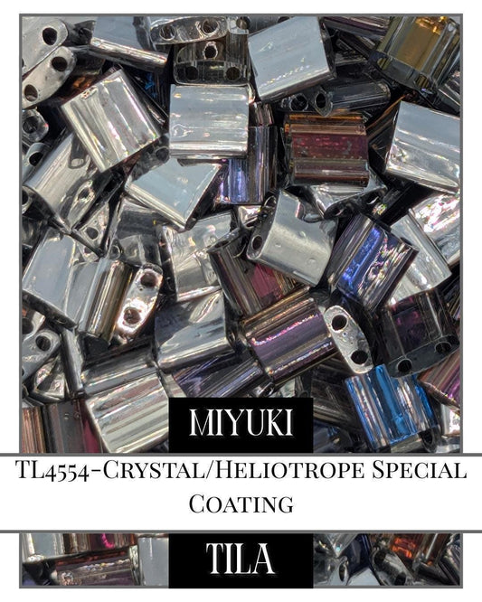TL4554-Miyuki Tila Beads:Crystal/Heliotrope SC (7.5g pkg)